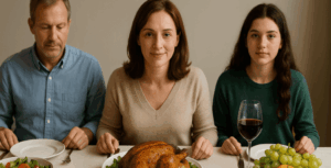 Gezin eten aan tafel 3 Gezin eten aan tafel