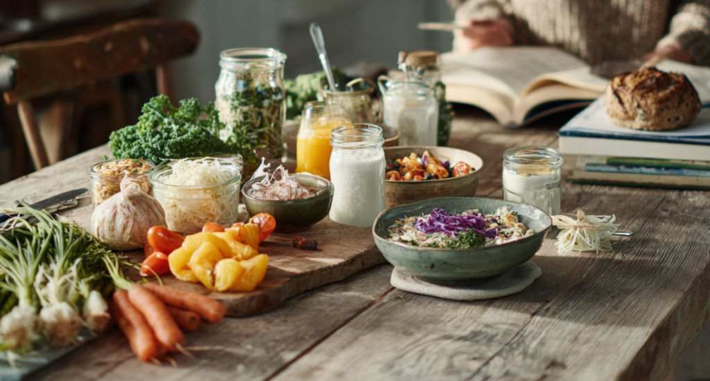 Gedeckter Tisch mit vegetarischem Essen
