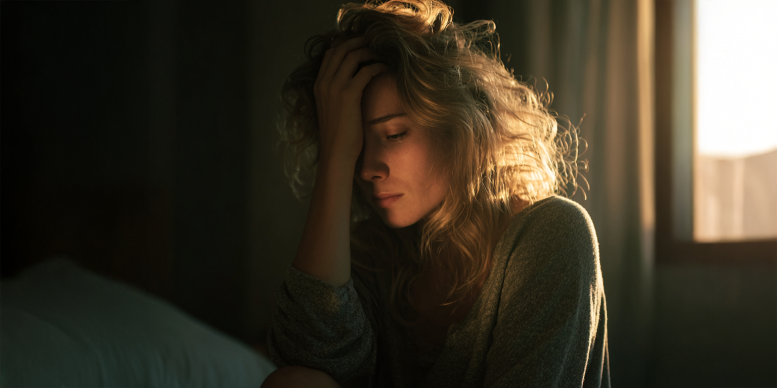 Woman with hand in hair